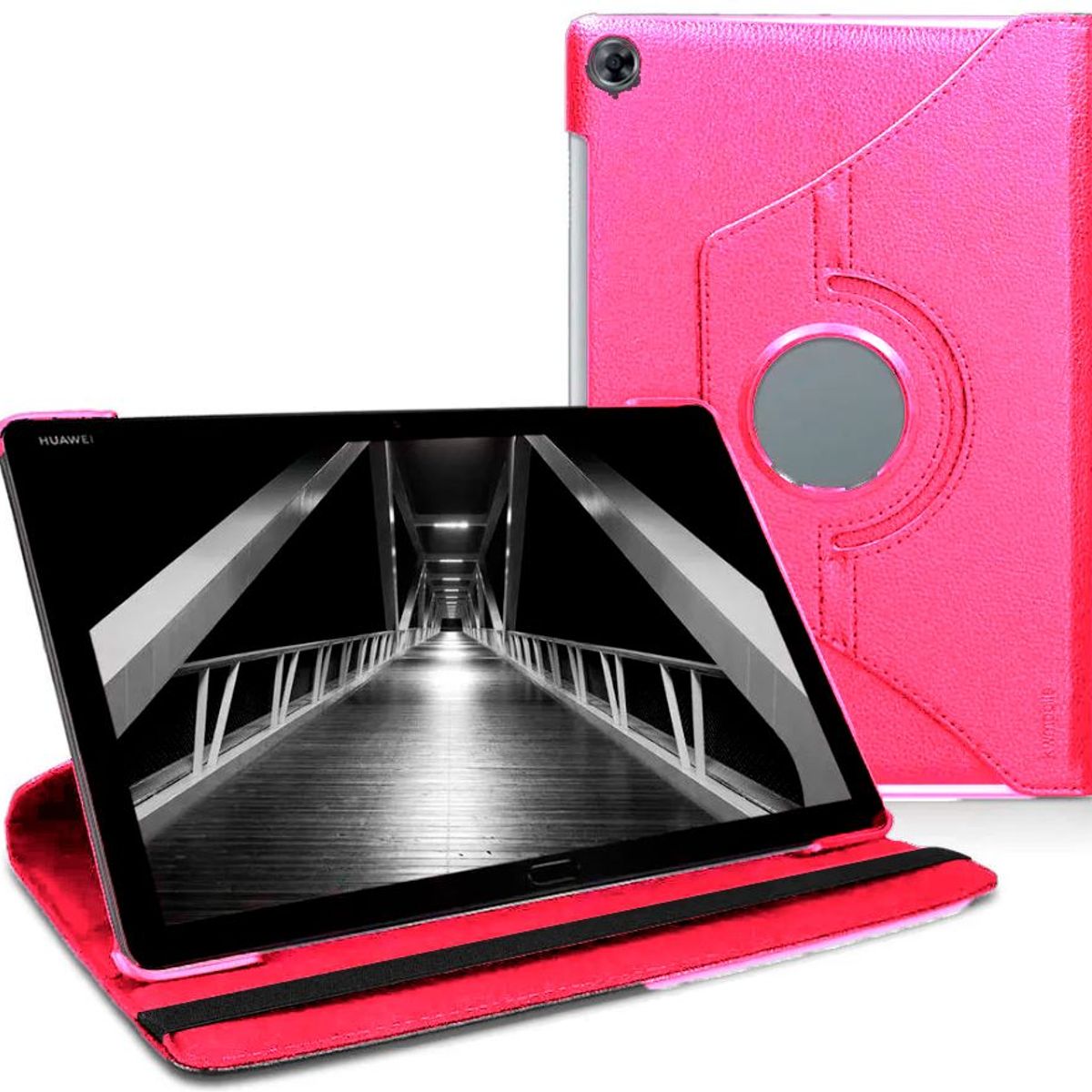 FUNDAANTIGOLPES - Funda Giratoria 360° para Huawei MediaPad M5 Lite - Fucsia