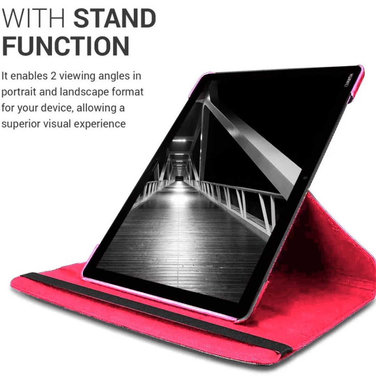 FUNDAANTIGOLPES - Funda Giratoria 360° para Huawei MediaPad M5 Lite - Fucsia