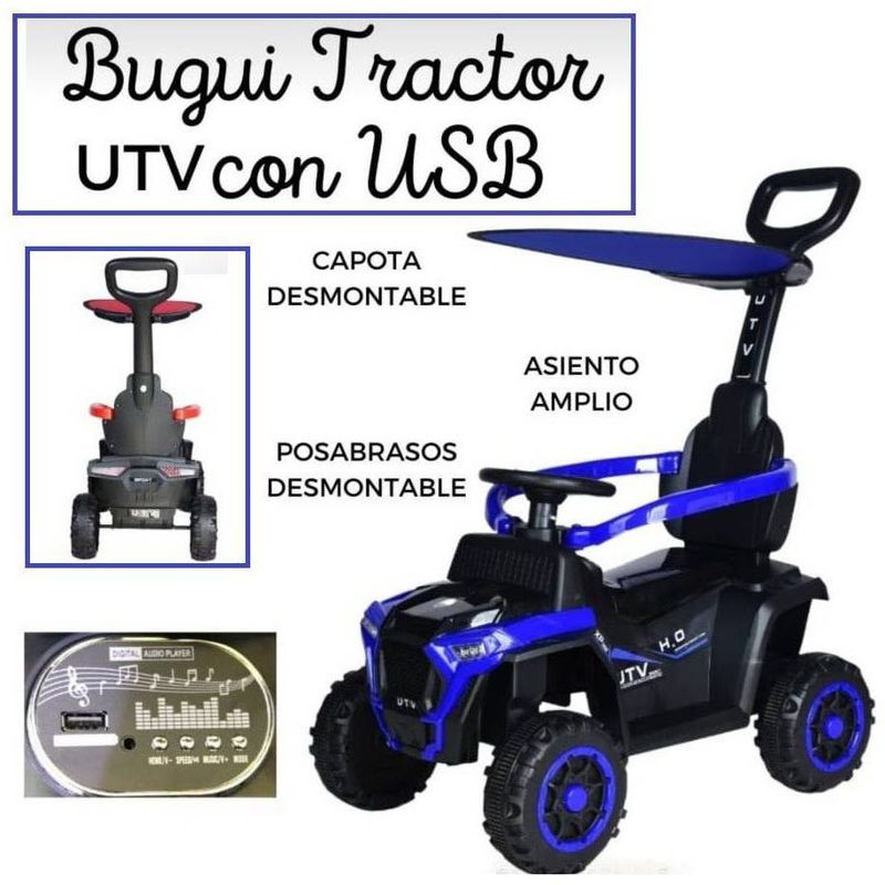 BABY HAPPY - Buggie UTV Musical con Luces y Sombrilla Azul