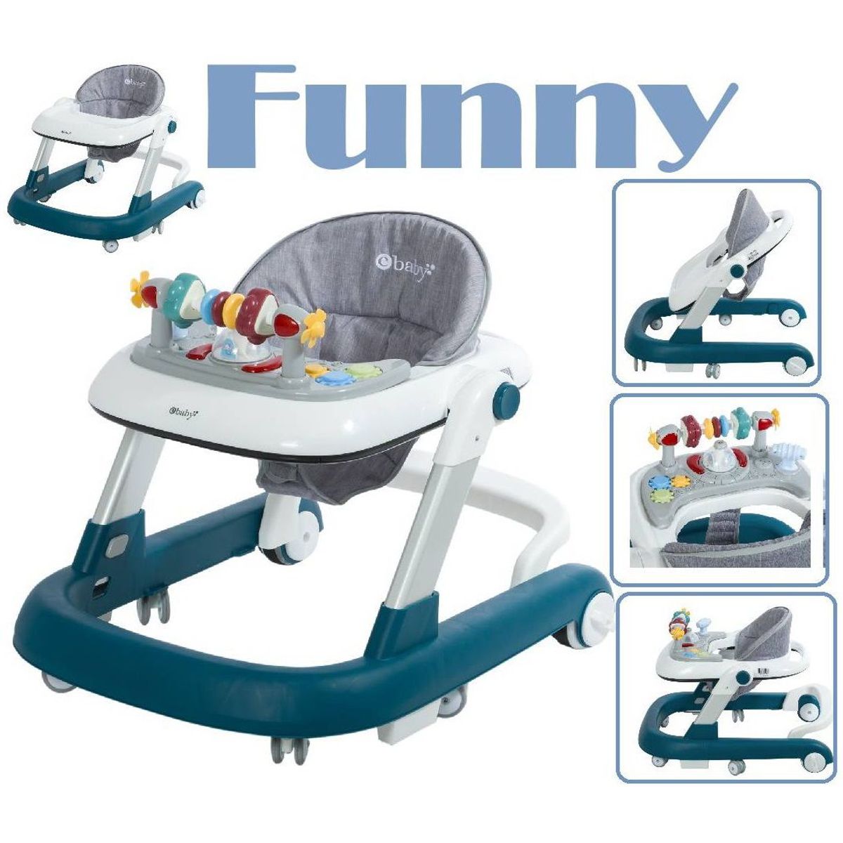 EBABY - Andador Caminador Con Mesa Interactiva Musical Azul