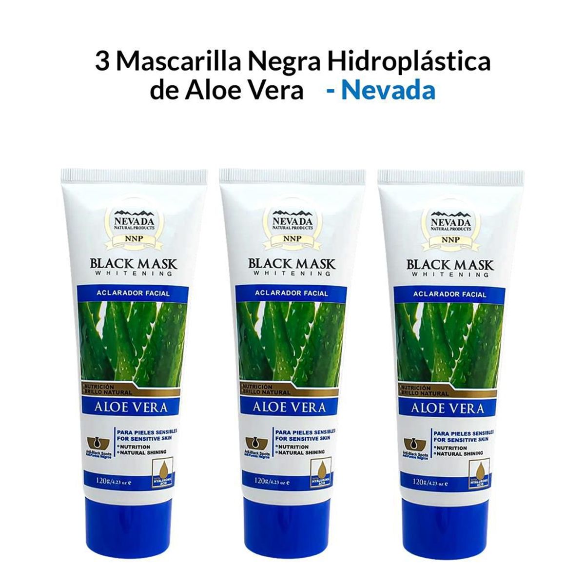 NEVADA NATURAL PRODUCTS - 3 Mascarilla Negra Hidroplástica de Aloe Vera 120gr - Nevada