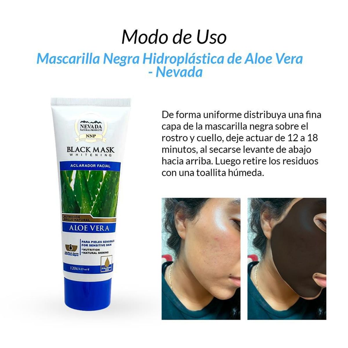 NEVADA NATURAL PRODUCTS - 3 Mascarilla Negra Hidroplástica de Aloe Vera 120gr - Nevada