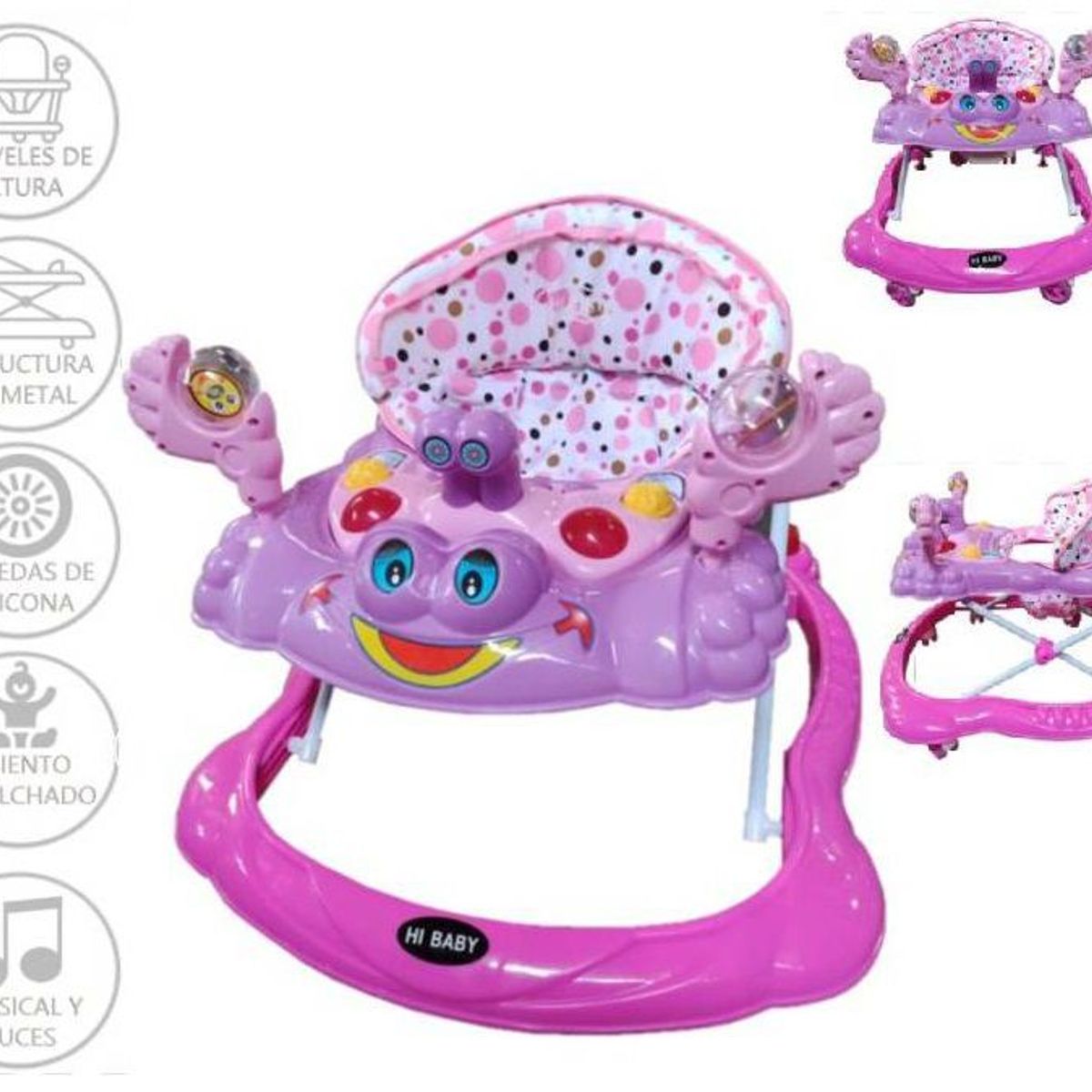 HI BABY - Hi Baby Andador Musical y Luces CANGREJO Rosado y Morado