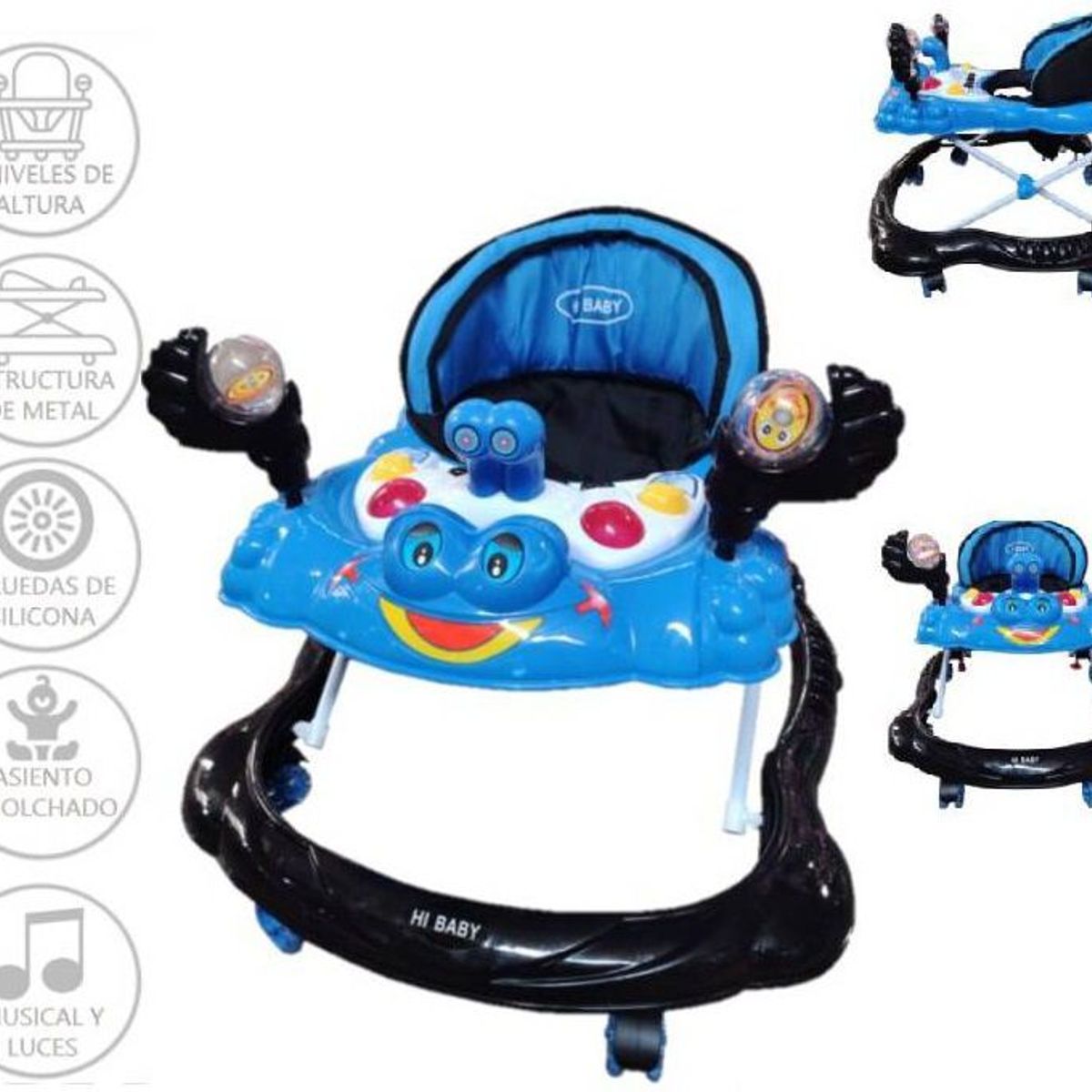 HI BABY - Hi Baby Andador Musical y Luces CANGREJO Azul y Negro