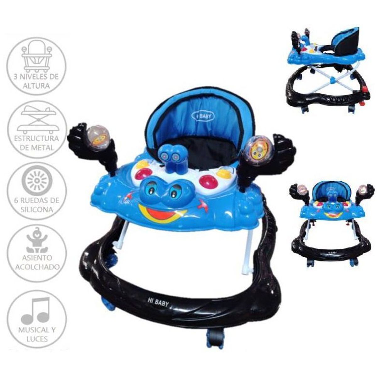 HI BABY - Hi Baby Andador Musical y Luces CANGREJO Azul y Negro