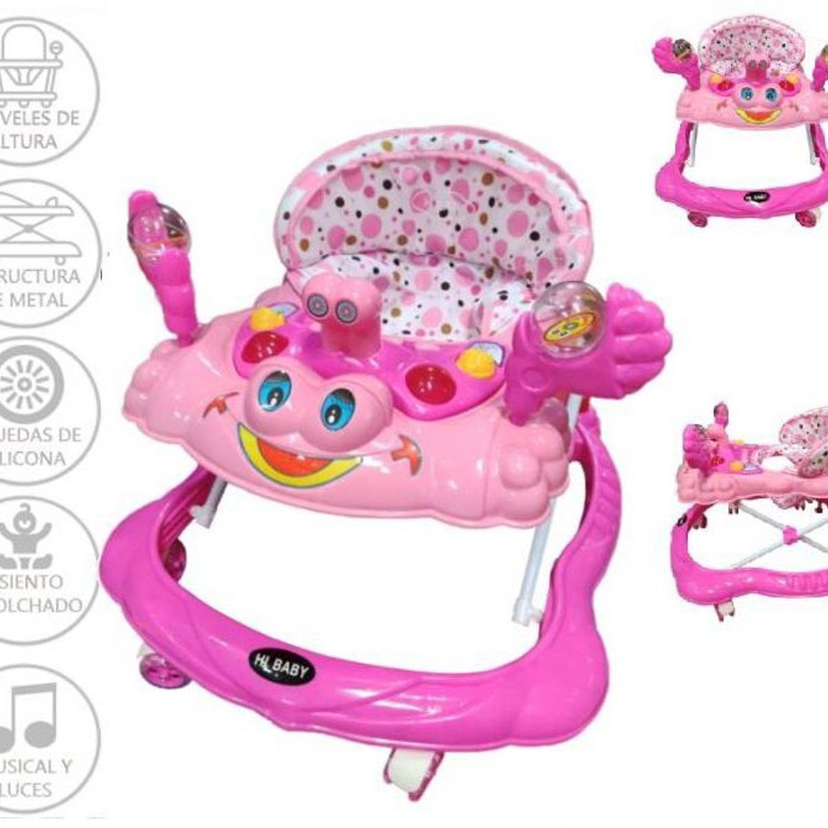 HI BABY - Hi Baby Andador Musical y Luces CANGREJO Rosado