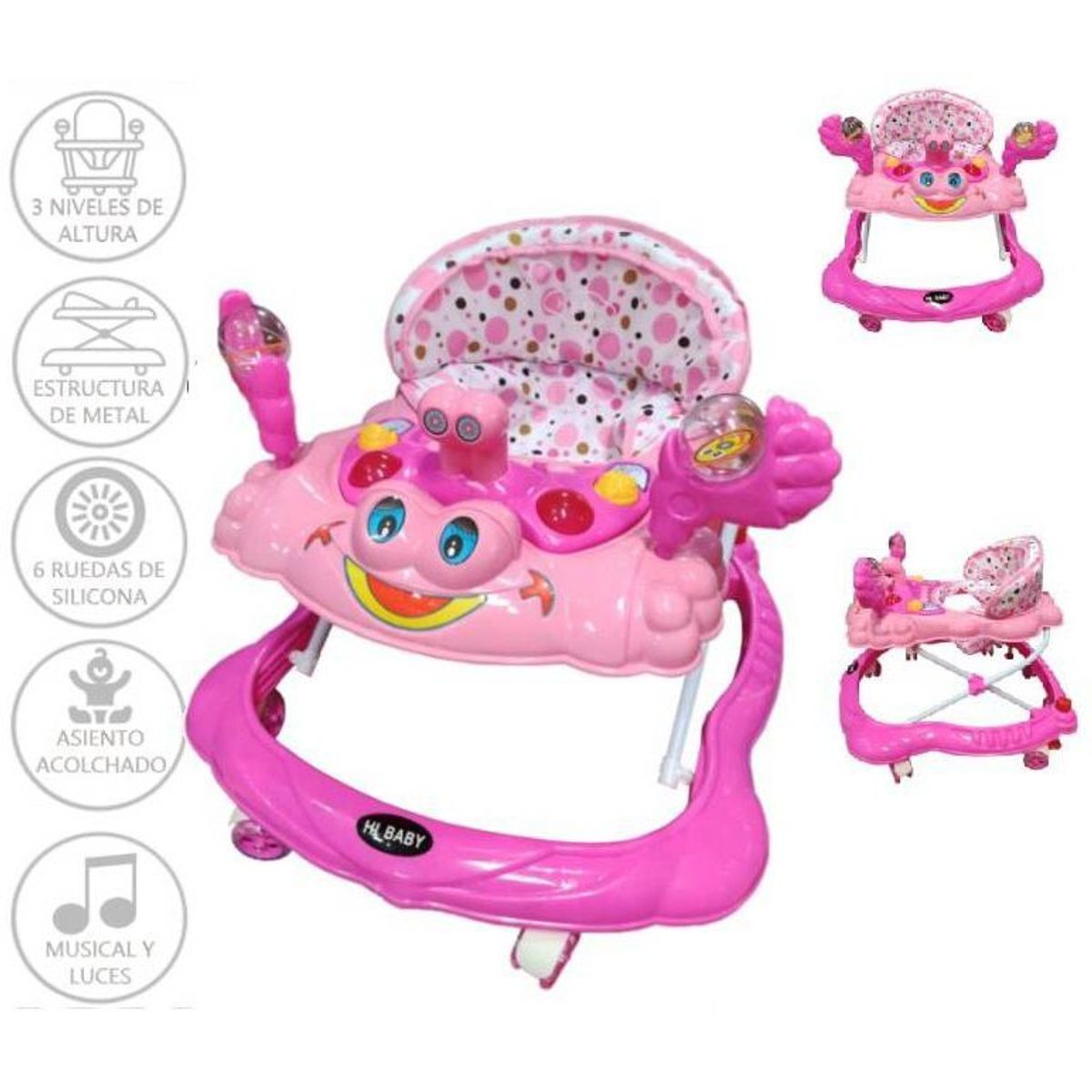 HI BABY - Hi Baby Andador Musical y Luces CANGREJO Rosado