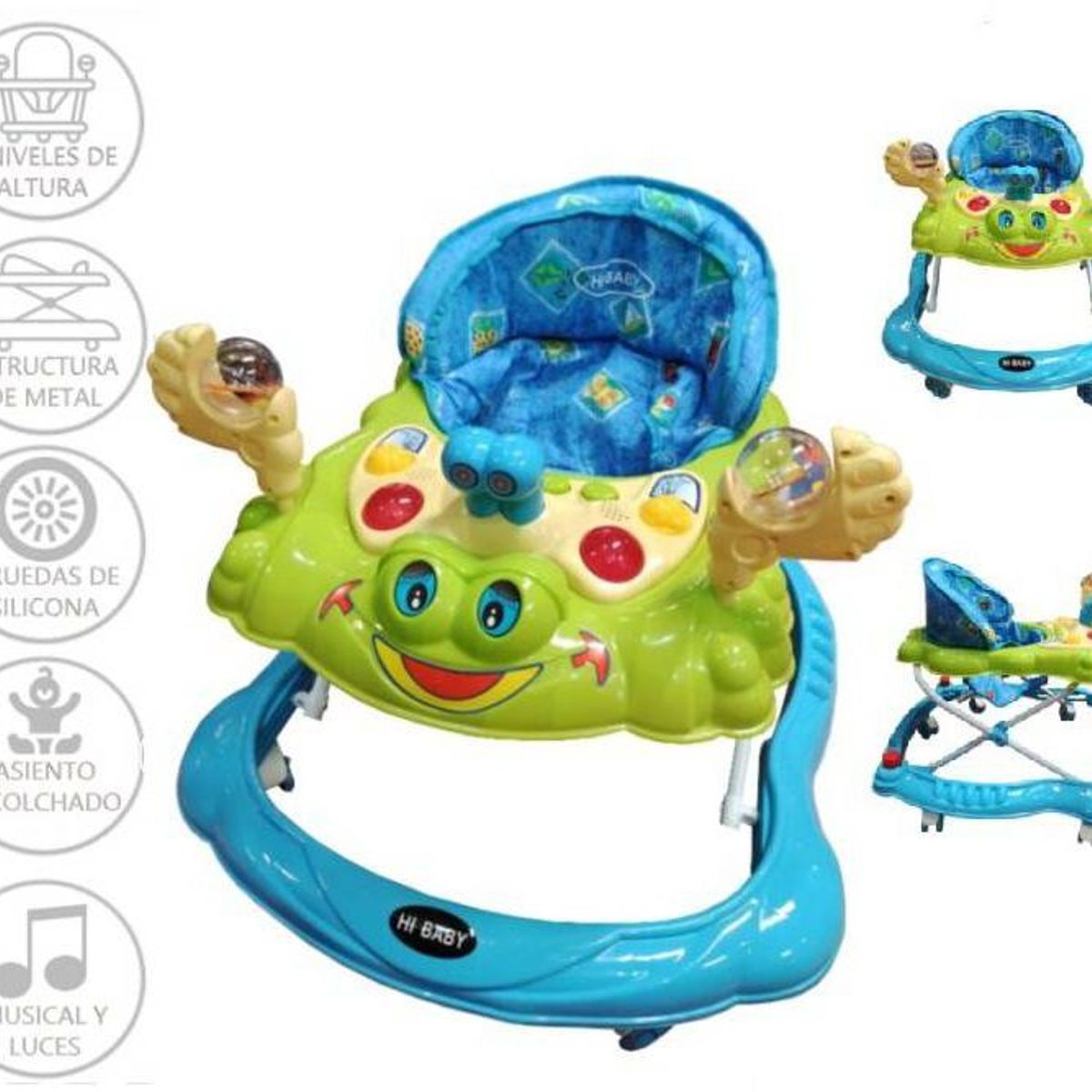 HI BABY - Hi Baby Andador Musical y Luces CANGREJO Verde y Celeste