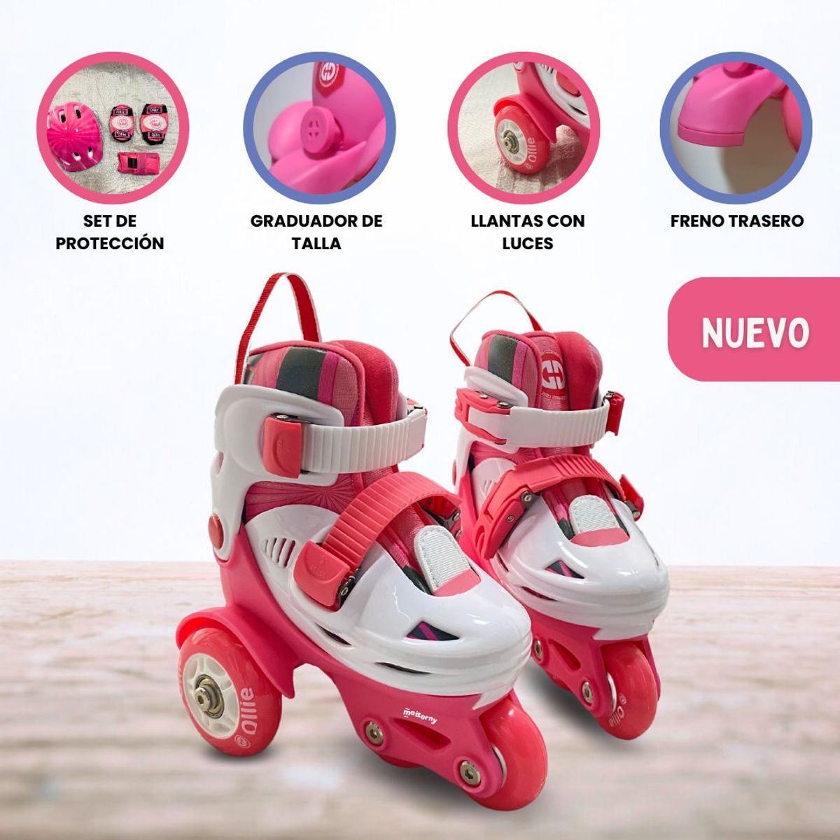 OLLIE - Patines Graduables para Niño «KIDS» Pink