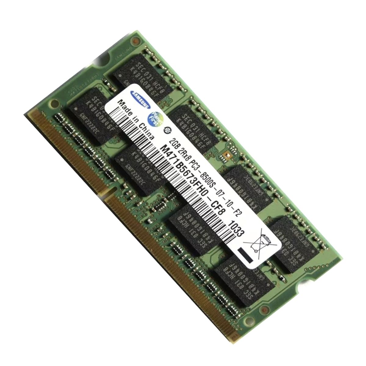 SAMSUNG - MEMORIA RAM SODIMM SAMSUNG 2GB DDR3 1066MHZ P/N: M471B5673FH0-CF8