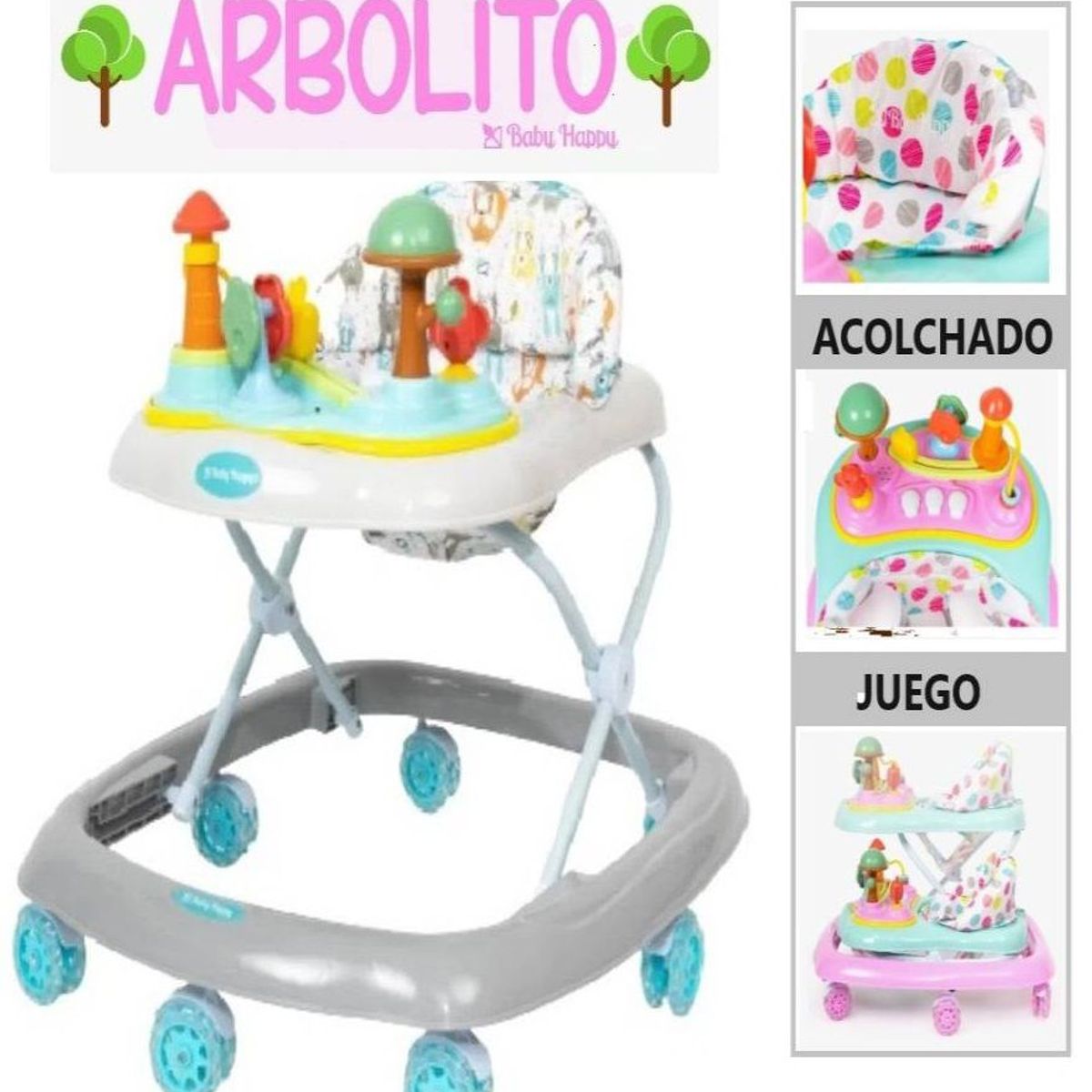 BABY HAPPY - Andador Musical Acolchado Interactivo Arbolito Gris