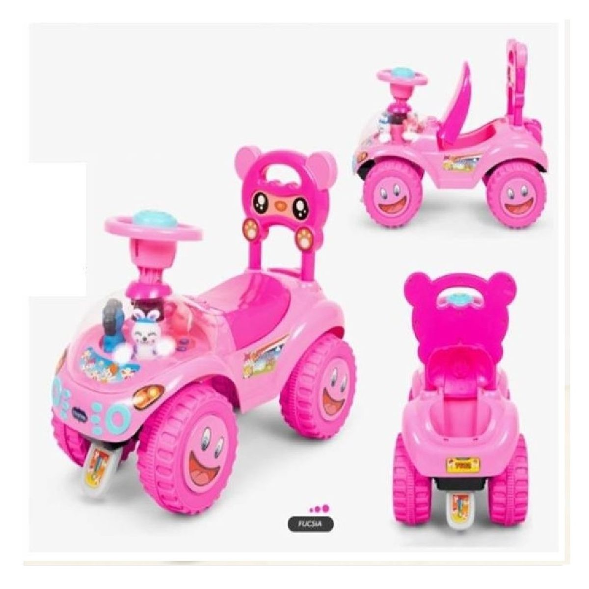 BABY HAPPY - Carrito Panda con Timon con Bocina Rosado