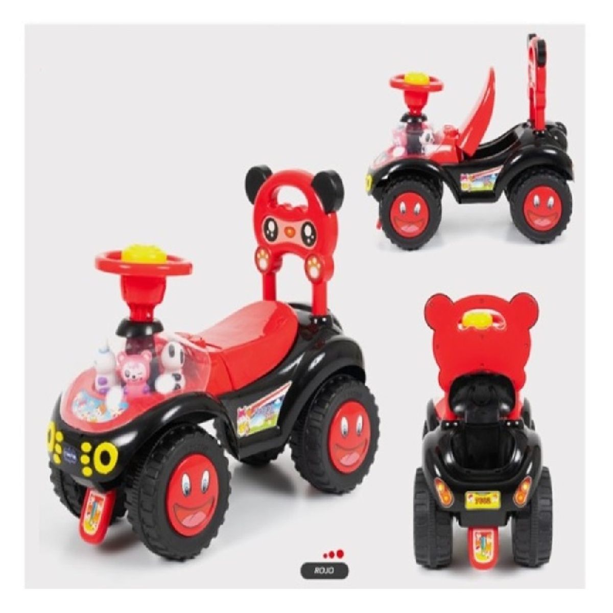 BABY HAPPY - Carrito Panda con Timon con Bocina Rojo