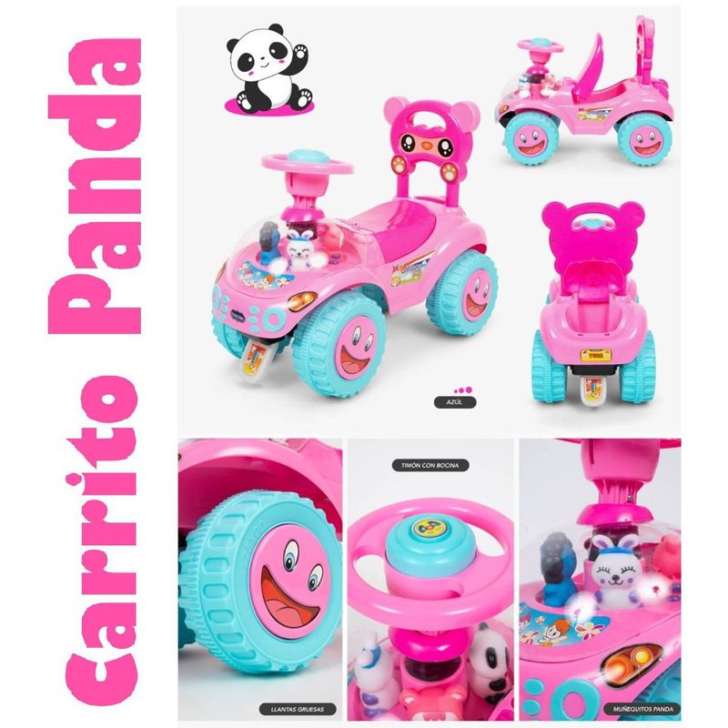 BABY HAPPY - Carrito Panda con Timon con Bocina Celeste y Rosado