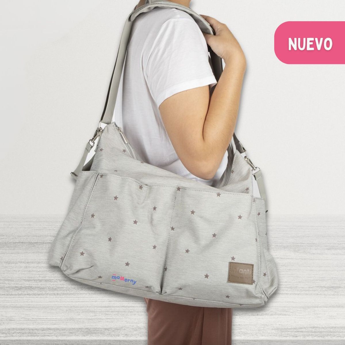 INFANTI - Bolso Pañalero para Bebé »CAPRI» Estrellas Beige