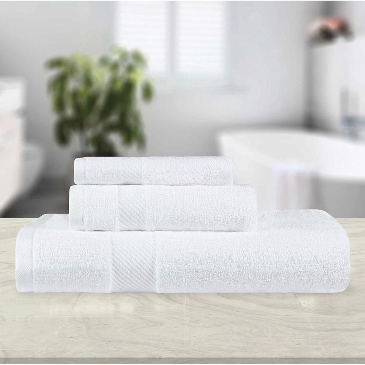 TEFI HOME - Toallas Deluxe Blanco Set 3 Piezas