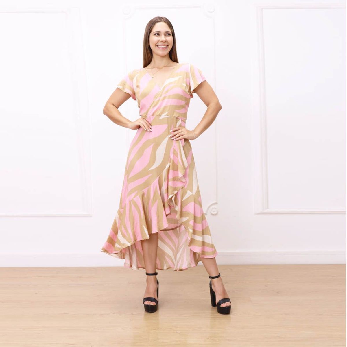 GENERICO - Vestido Largo Asimétrico Gabriela mujer Amarís Nude