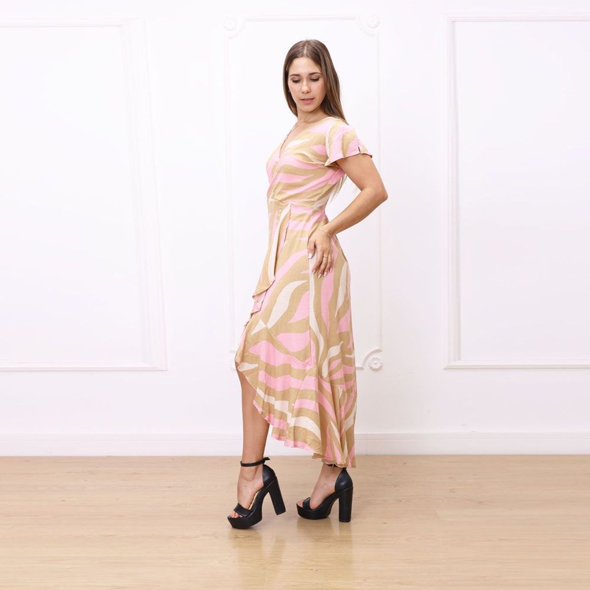 GENERICO - Vestido Largo Asimétrico Gabriela mujer Amarís Nude