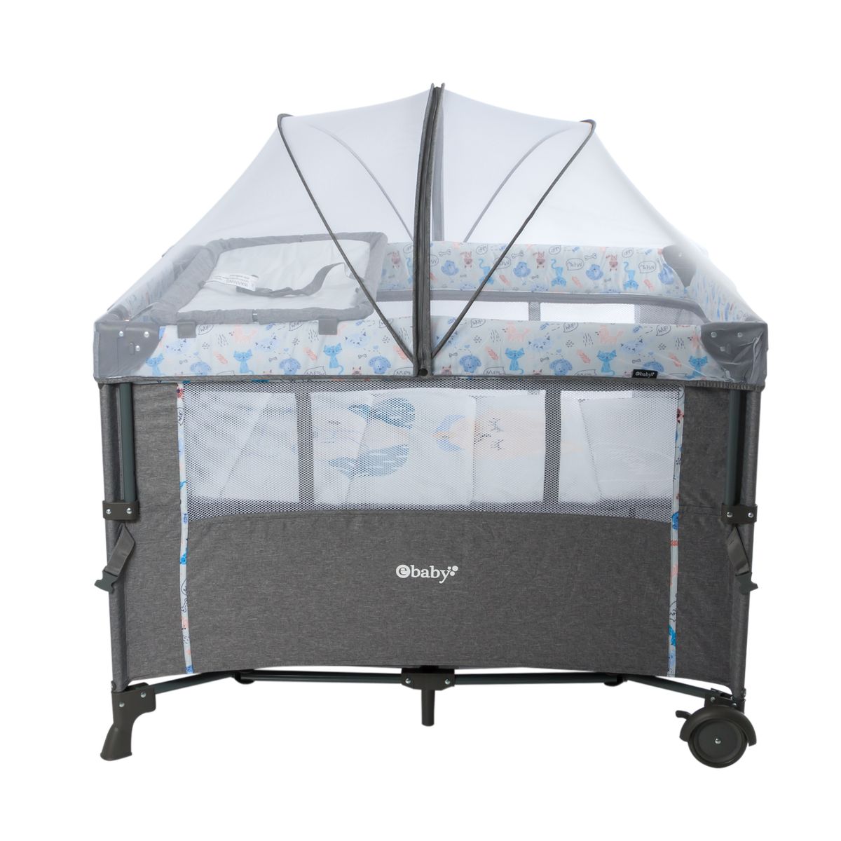 EBABY - Cuna corral NALA Azul y Colchón celeste