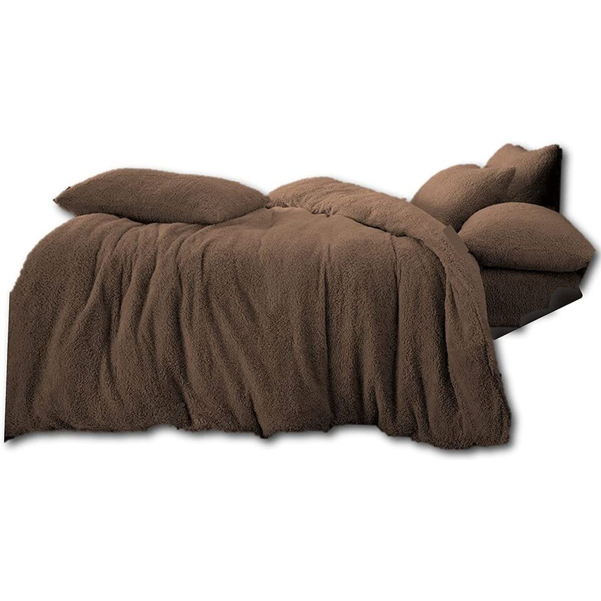 GENERICO - CUBRECAMA DOS PLAZAS Y MEDIA QUEEN DE PELUCHE PELO CORTO MARRON