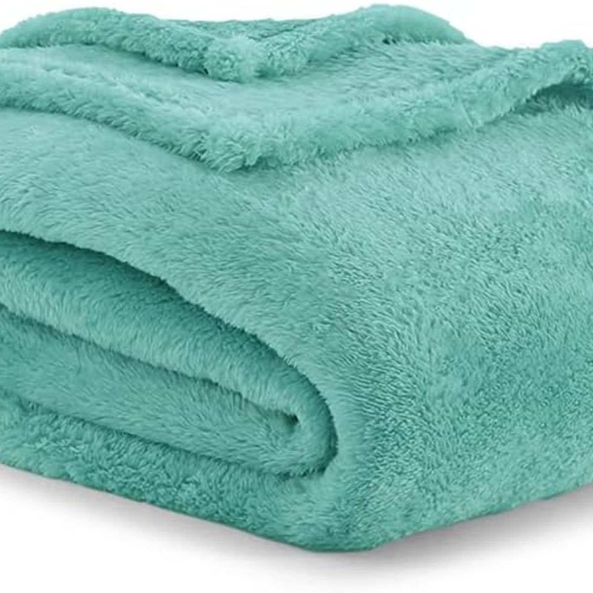 GENERICO - CUBRECAMA  TRES  PLAZAS KING DE PELUCHE PELO CORTO VERDE JADE