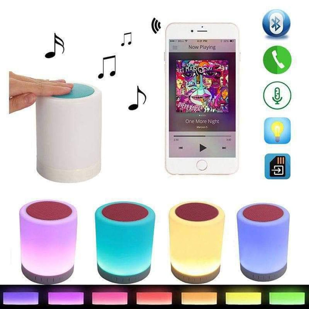 GENERICO - Parlante Lámpara Portátil Bluetooth Cambia de Color