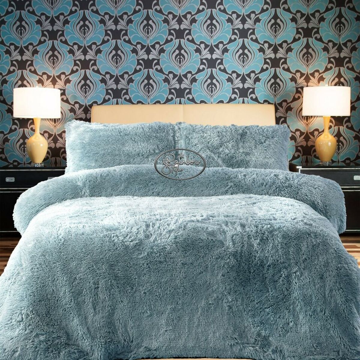 GENERICO - CUBRECAMA DOS PLAZAS Y MEDIA QUEEN DE PELUCHE PELO CORTO VERDE CEMENTO