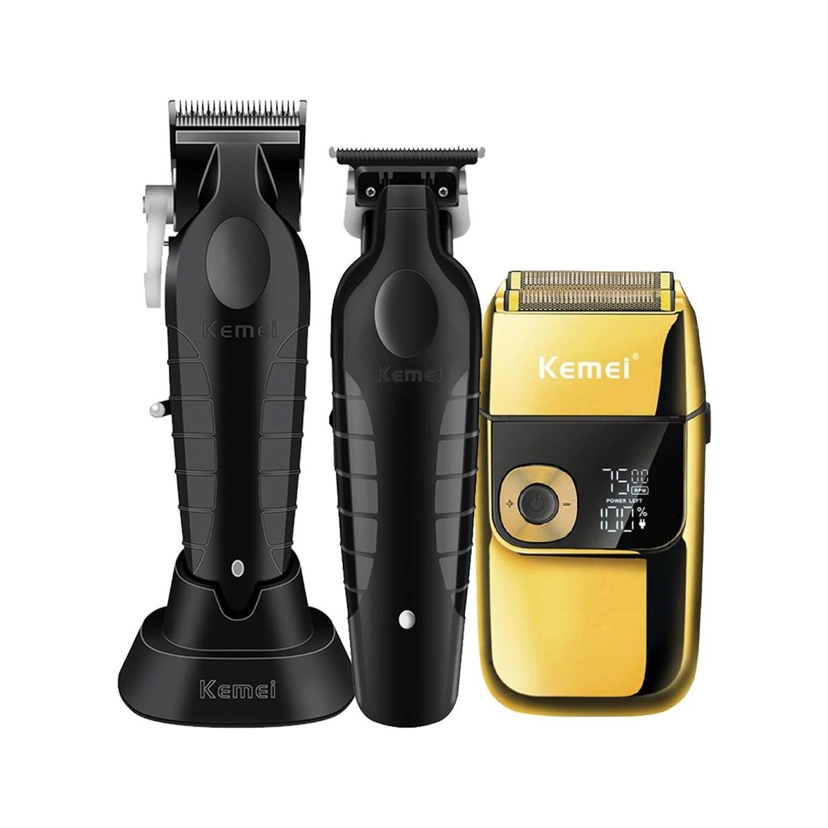KEMEI - Tricombo Kemei Cortadora KM2296 con Trimmer KM2299 y Afeitadora KM2028