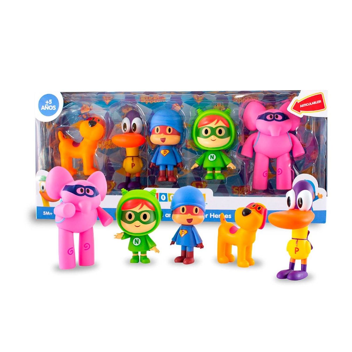 POCOYO - Set de Figuras Articulables Pocoyo y sus Amigos 5pcs