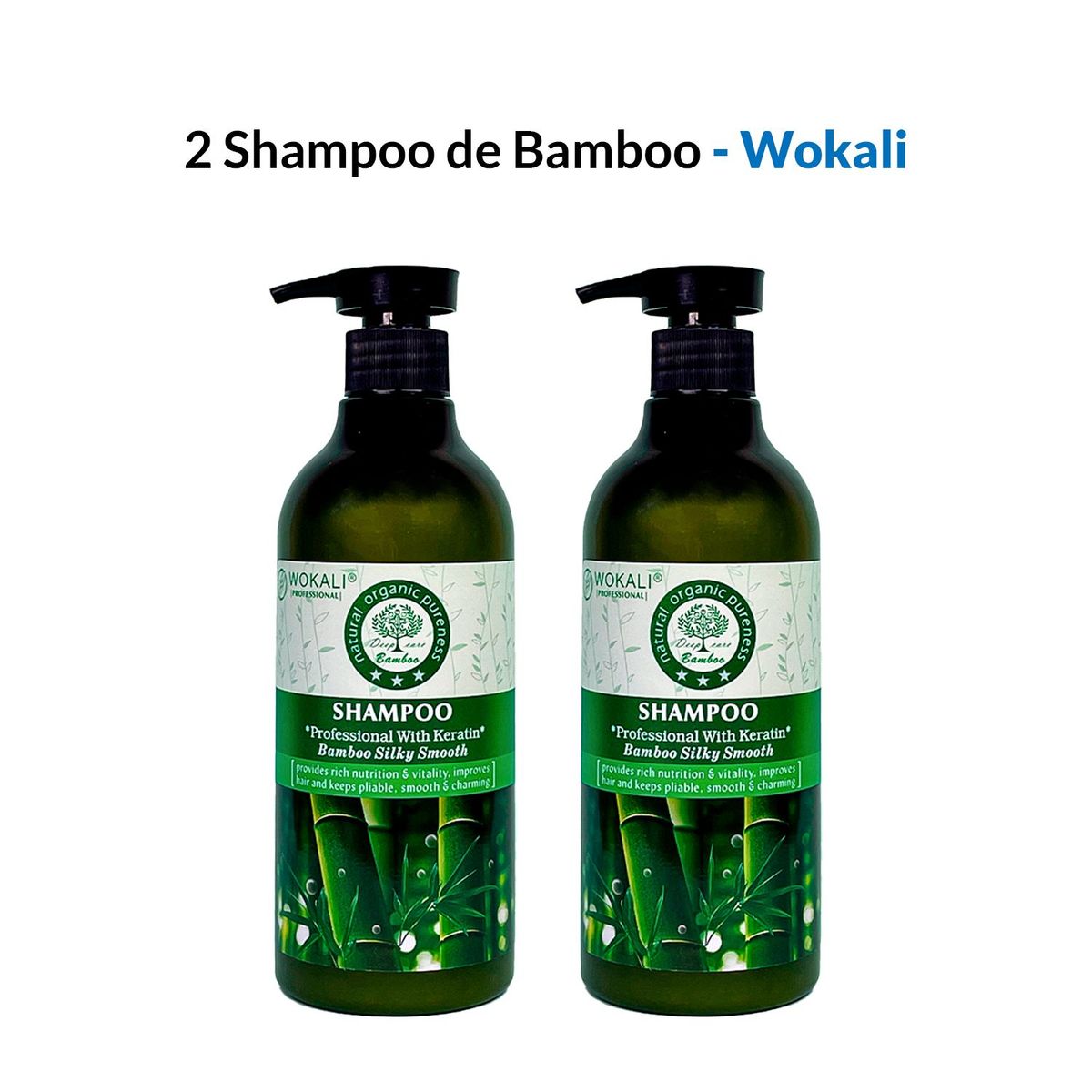 GENERICO - 2 Shampoo de Bamboo 550ml - Wokali
