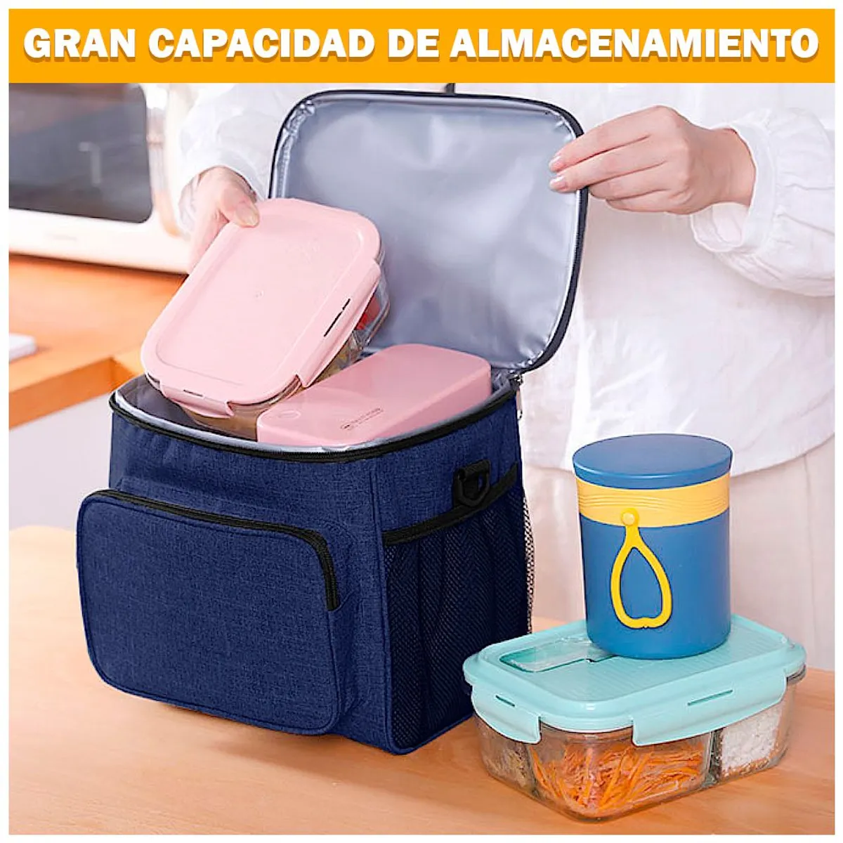 KELLER - Lonchera Térmica para Comida y Alimentos Impermeable Azul 02X