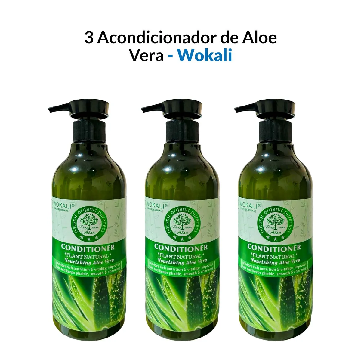 WOKALI - 3 Acondicionador de Aloe Vera 550ml - Wokali