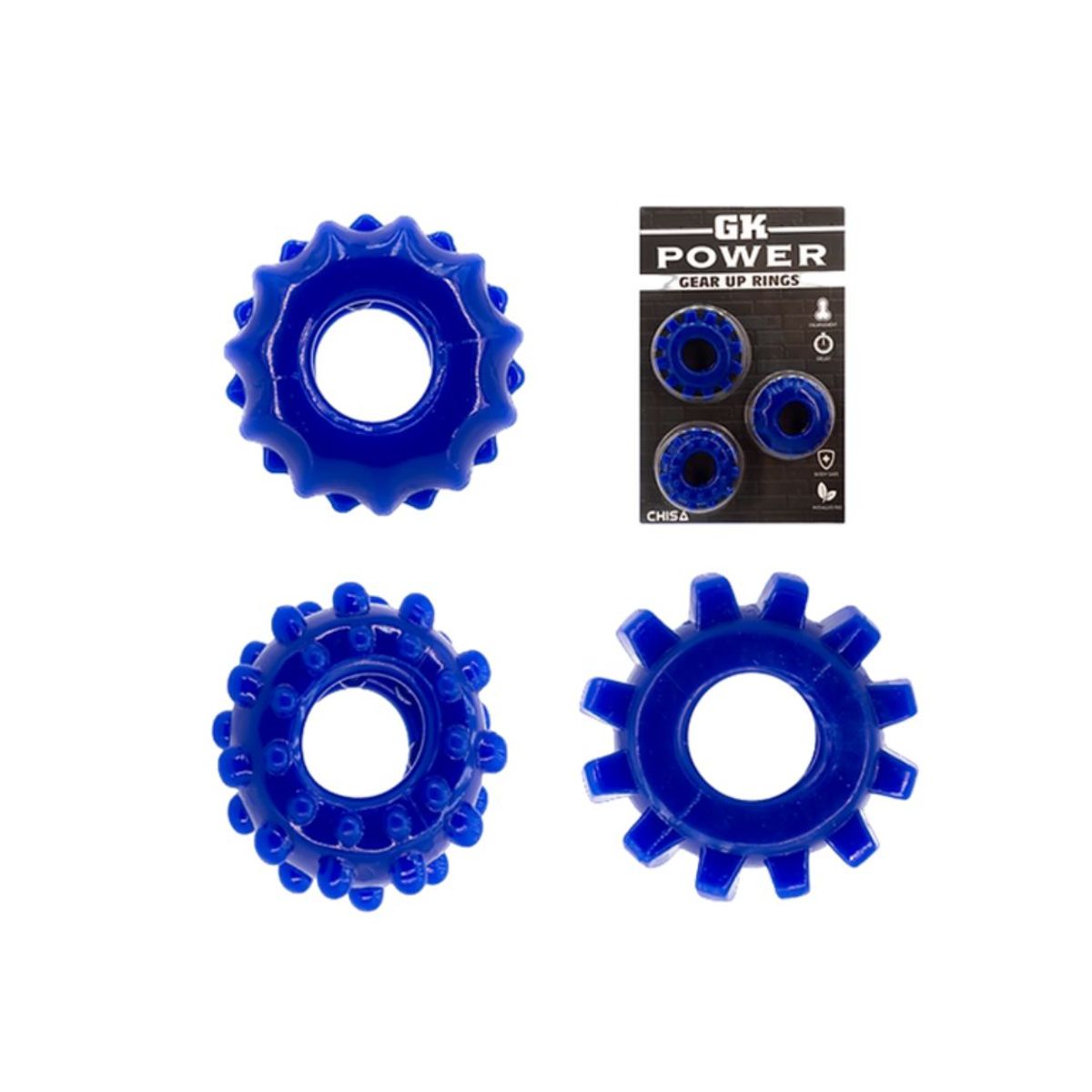 GENERICO - Anillos Para Pene Gk Power Kit 3 Cock Rings Set Color Azul