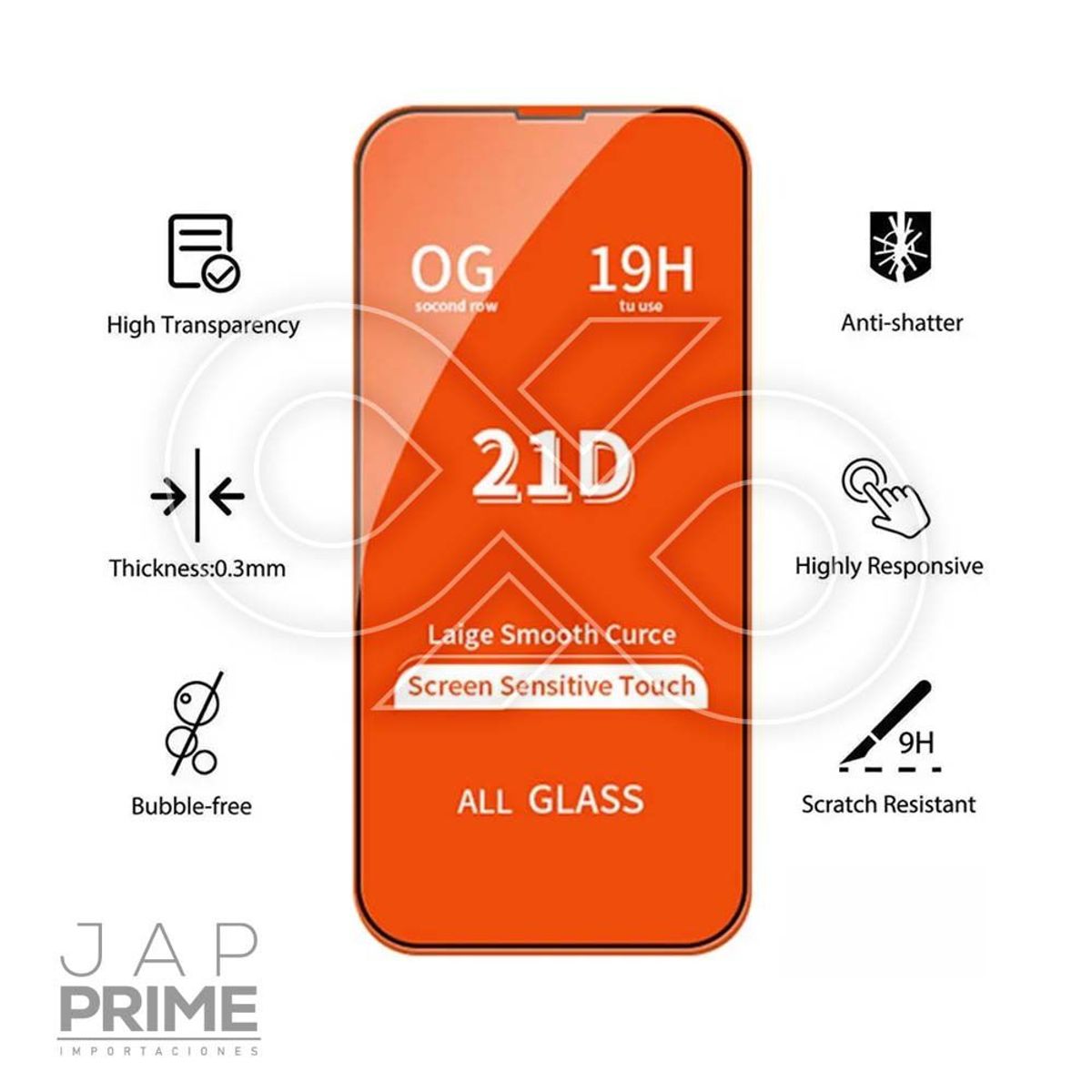 GENERICO - Mica Vidrio Templado 9D 21D para iPhone 6 7 8