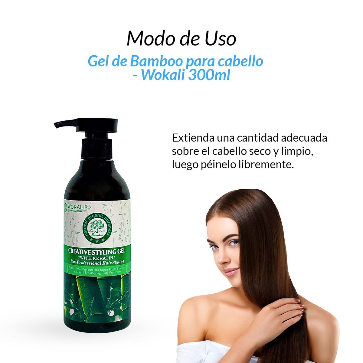 WOKALI - 2 Gel de bamboo y queratina 300ml  Wokali