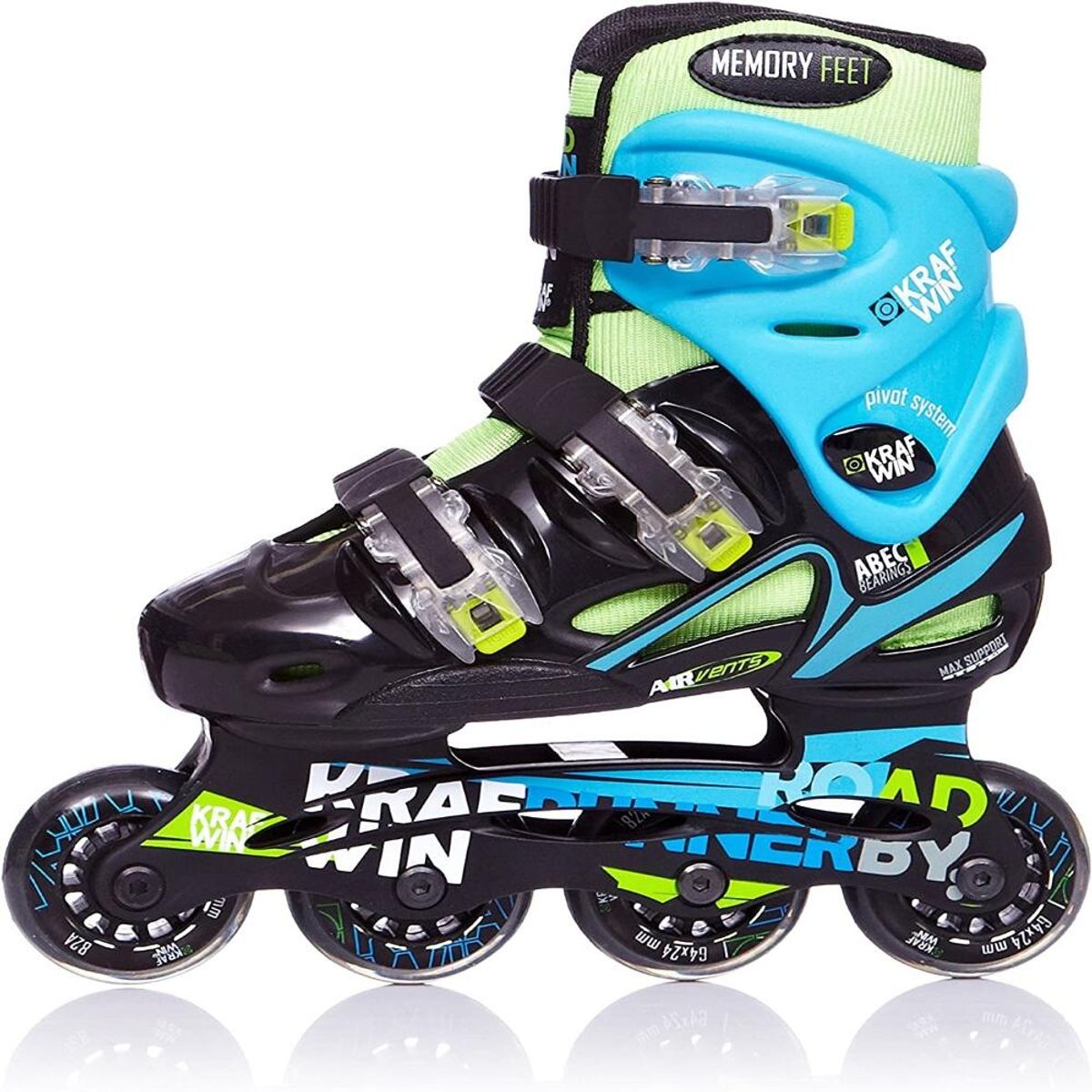 KRF - PATINES EN LINEA PARA NIÑOS Y NIÑAS AZUL Y VERDE