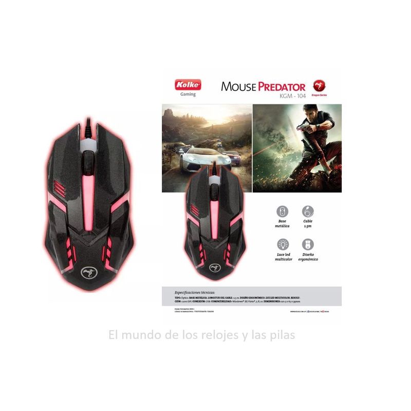 KOLKE - MOUSE GAMER PREDATOR KGM-104 KOLKE DRAGON SERIES