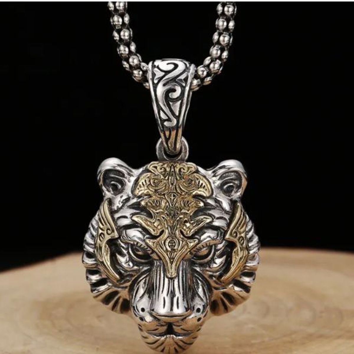 GENERICO - Collar Cadena Tigre de Acero Inoxidable Hombres