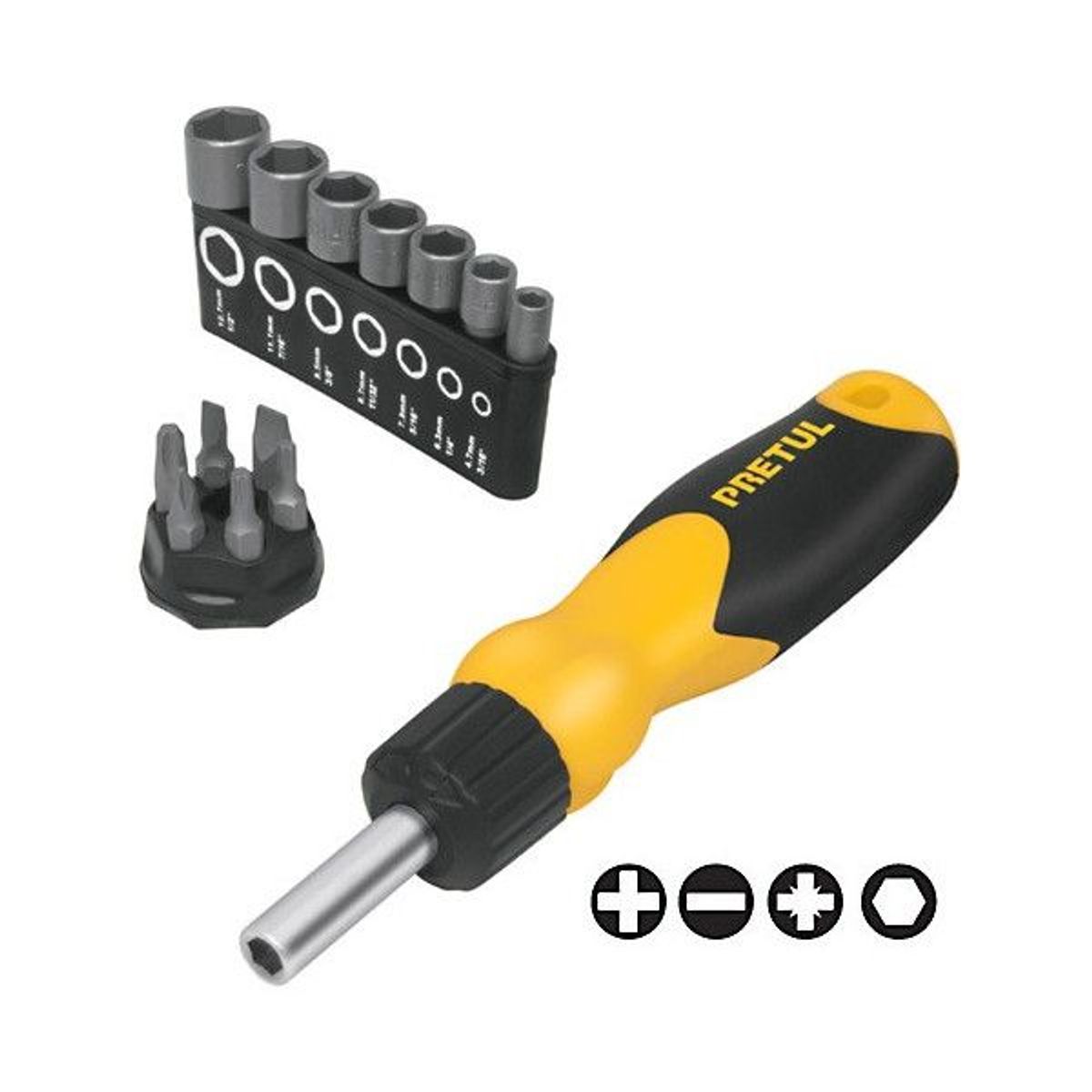 PRETUL - Desarmador tipo RATCHET con 7 Dados y 6 Puntas 22974