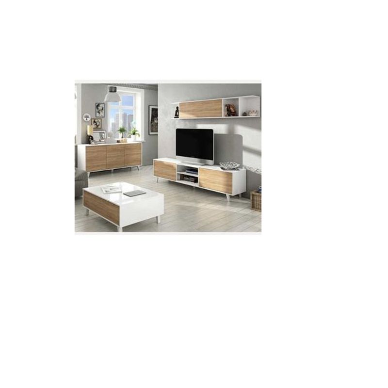 GENERICO - COMBO ENTRETENIMIENTO SOFIA  -LA CASA DEL MUEBLERO - BLANCO CON ROVERE