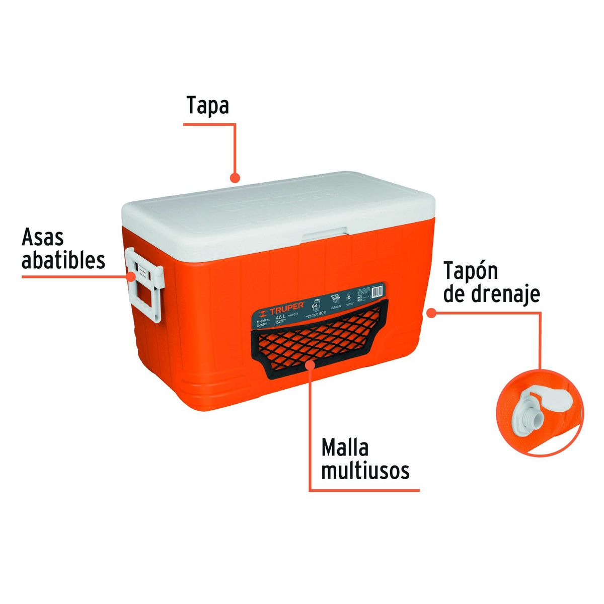 TRUPER - Hielera Cooler de 46 Litros Truper