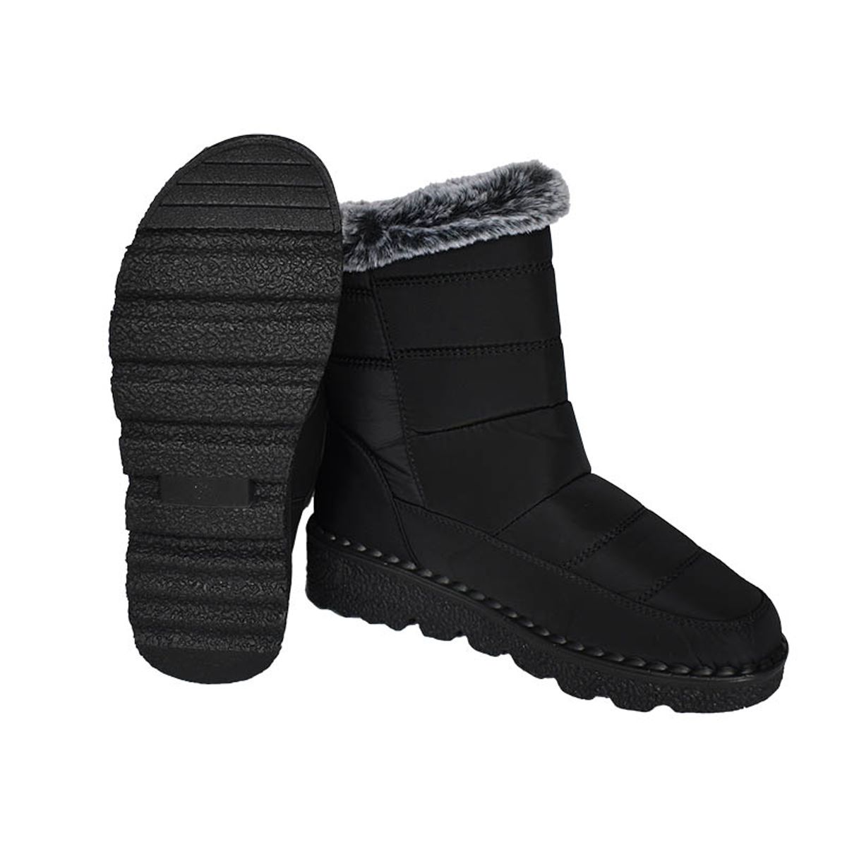 GENERICO - BOTA IMPERMEABLE ACOLCHADA PARA NIEVE Y LLUVIA SHERPA PLUSH NEGRO