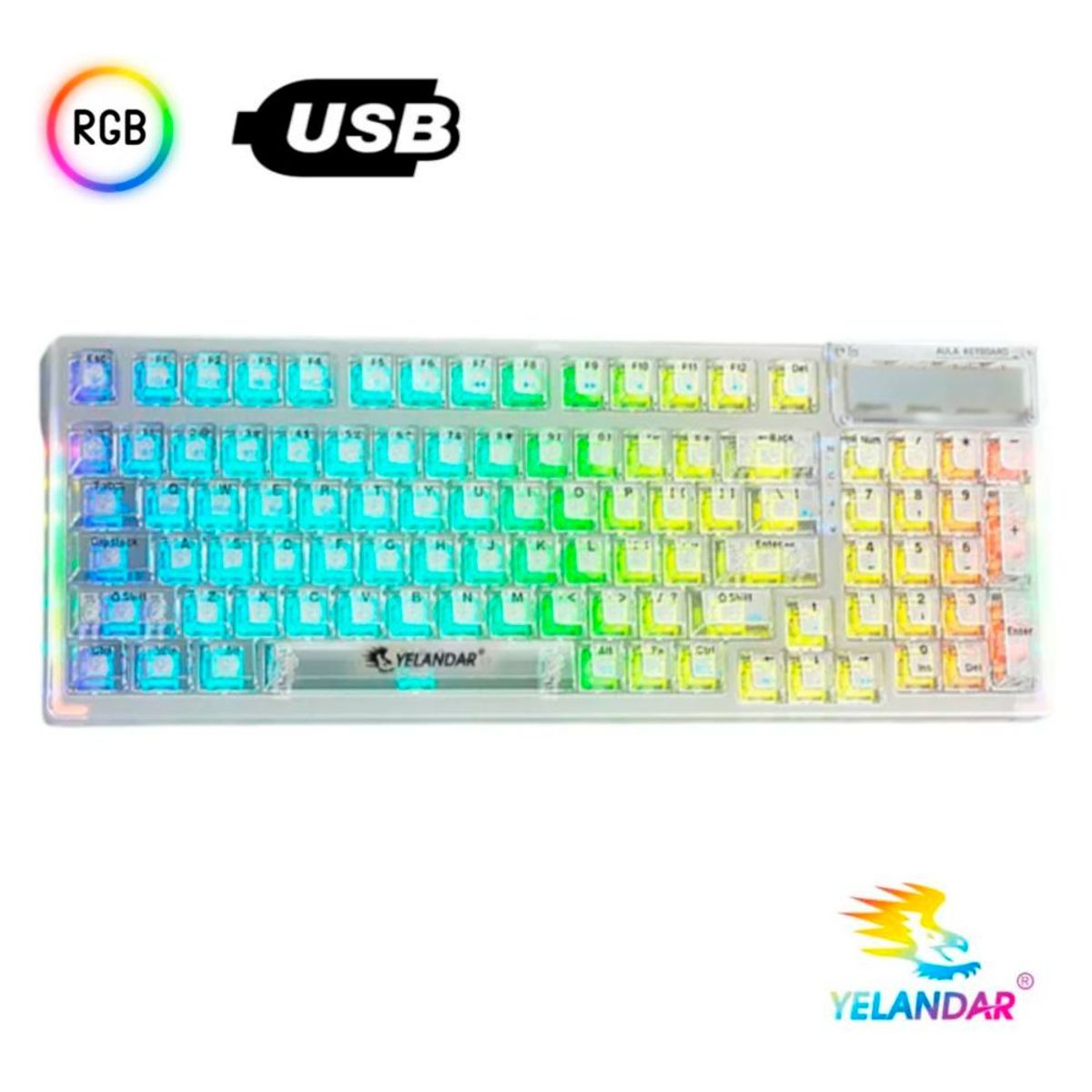IMPORTADO MC - Teclado Transparente para PC RGB Keyboard Gamer de Computadora USB