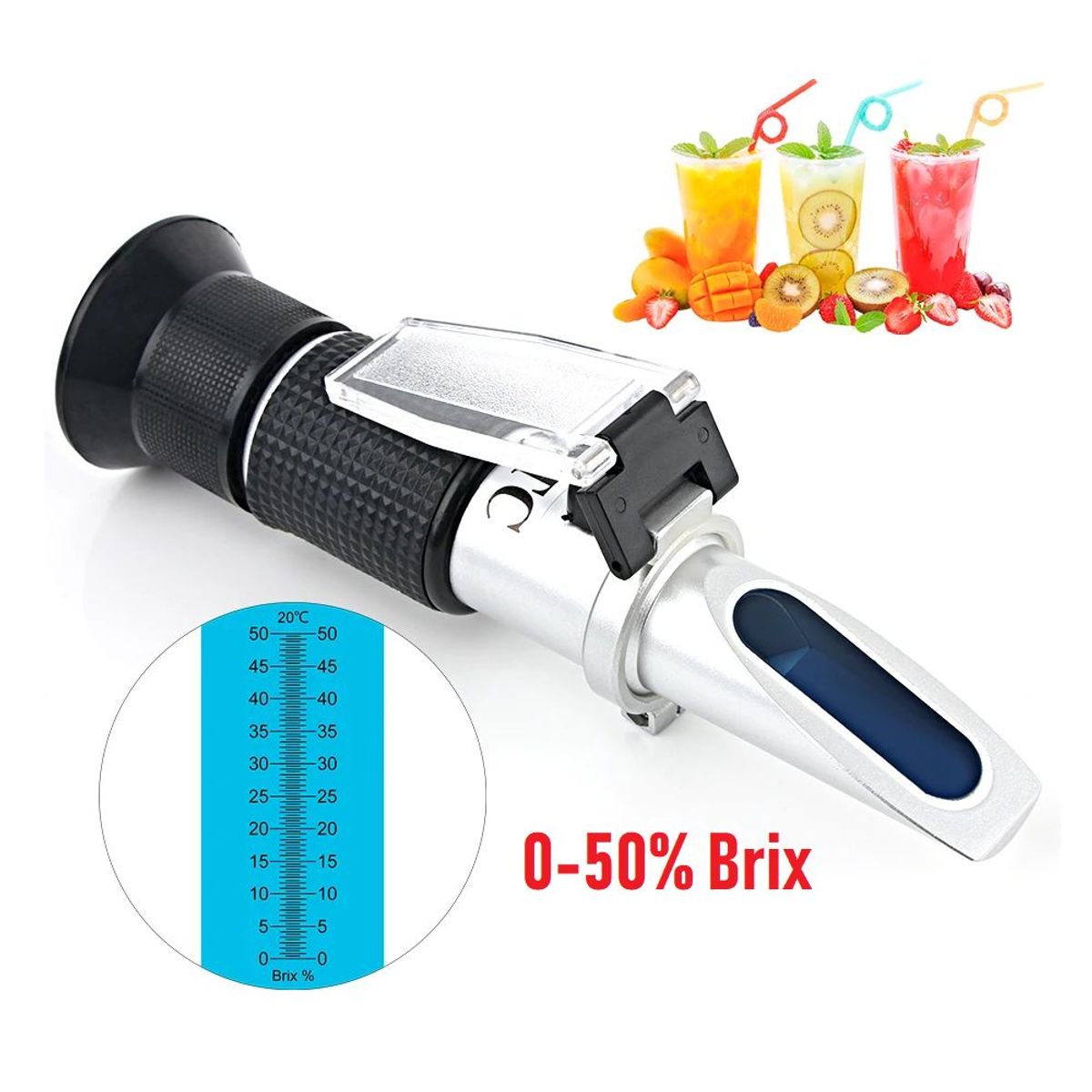 OEM - Refractómetro ATC 0-50 Brix Azúcar Miel Mermelada Jarabe