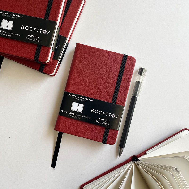 BOCETTOS - Bitácora Premium 250gr Rojo 14 x 9cm (Pocket)