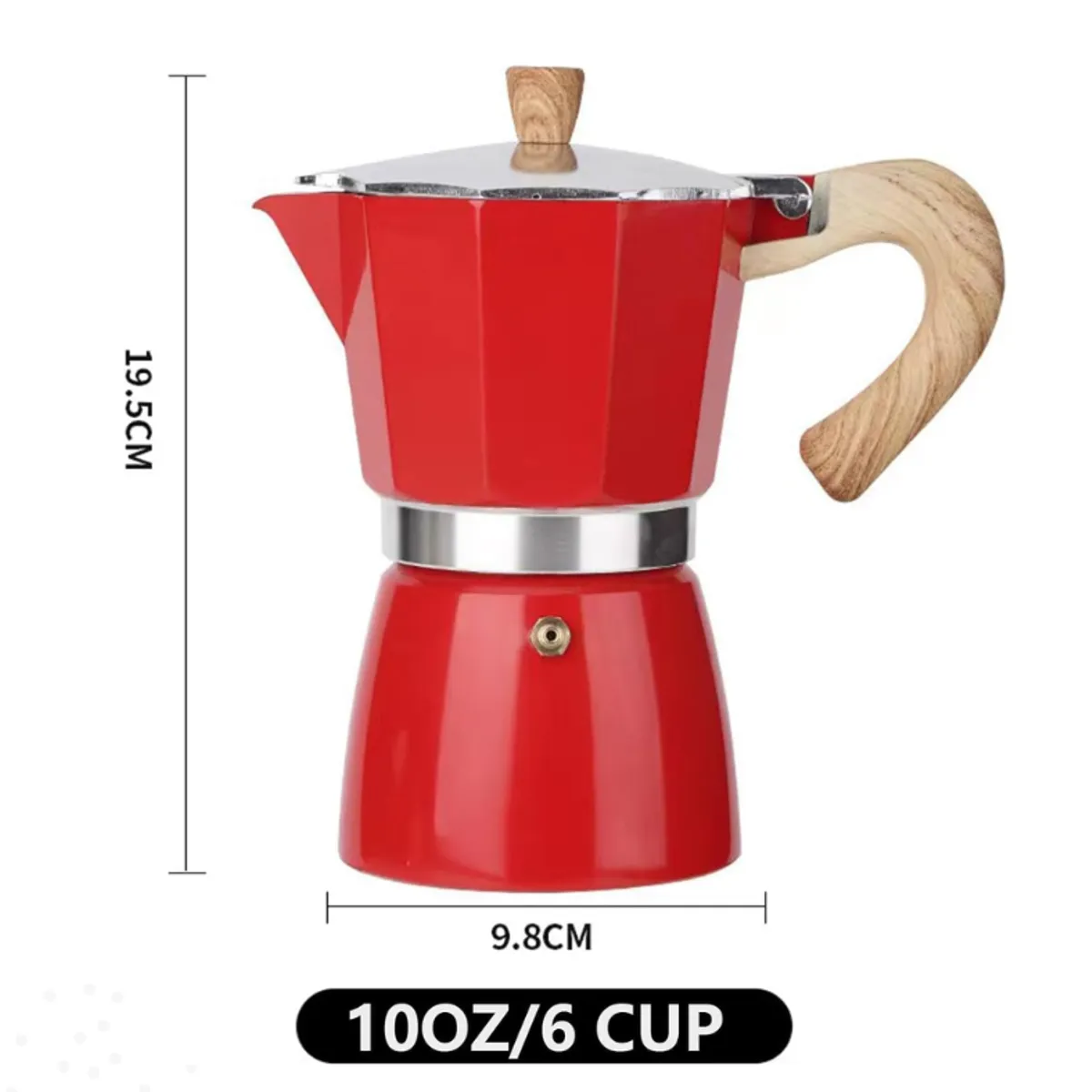 GENERICO - Cafetera moka italiana vintage rojo 6tz