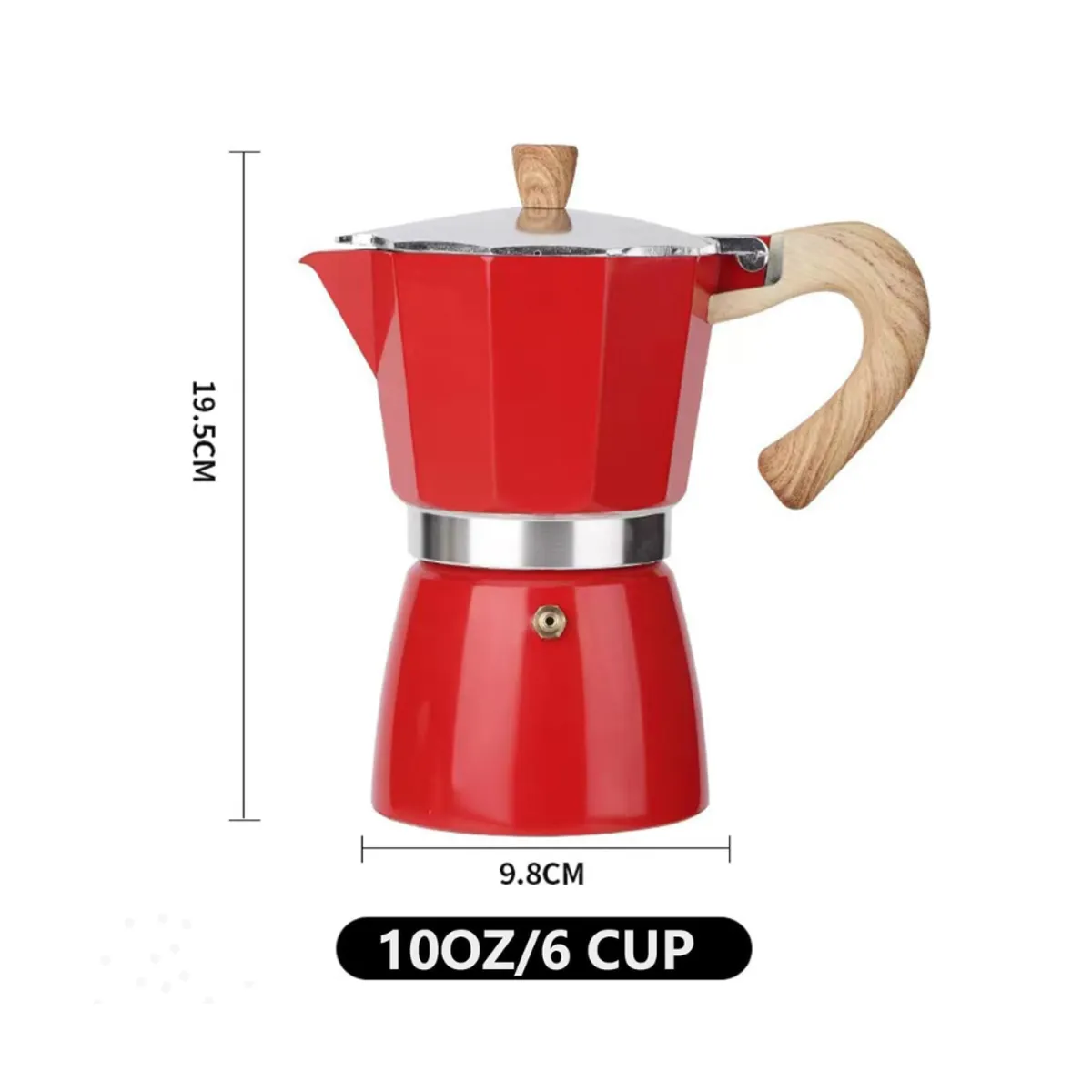 GENERICO - Cafetera moka italiana vintage rojo 6tz