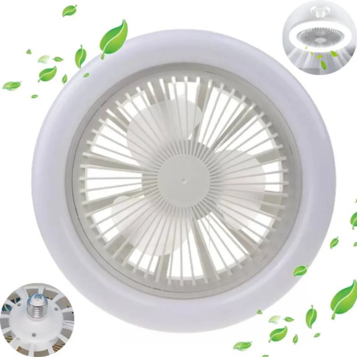 GENERICO - Foco Ventilador 3 Tonos de Luz 3 Velocidades Control Remoto