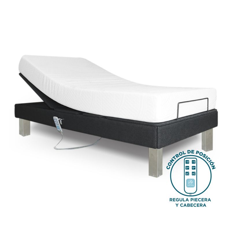JHS - Cama Box tarima articulada Ergoflex 1.5 Plz. + colchón hipoalergénico