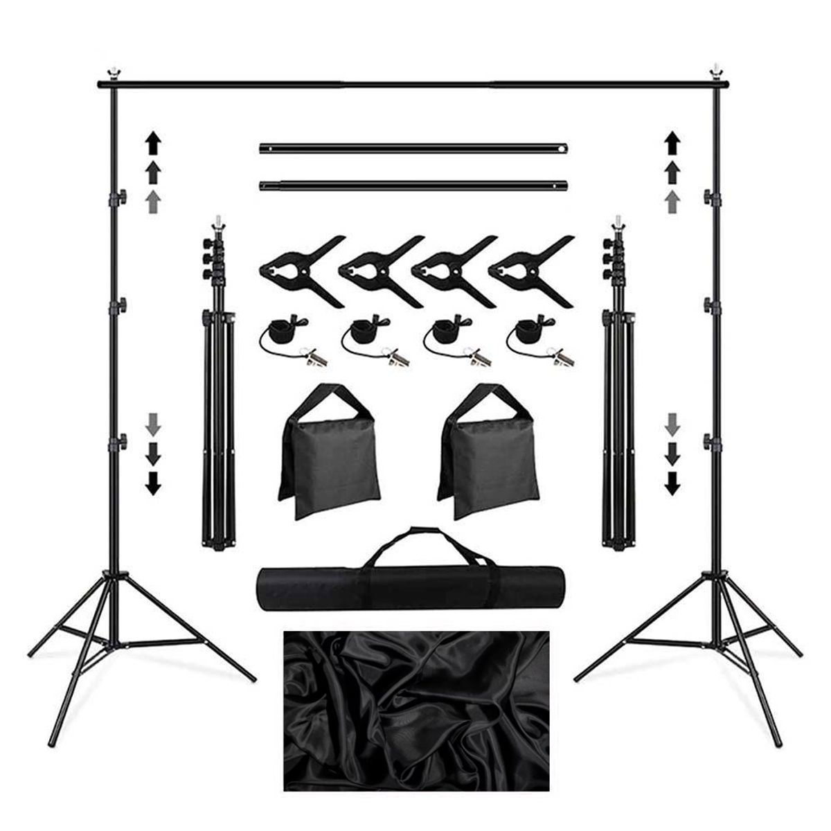 NEO DIGITAL - Portafondo Kit Portátil Estudio fotográfico 2.6 x 3.0 m HOD01B - Negro